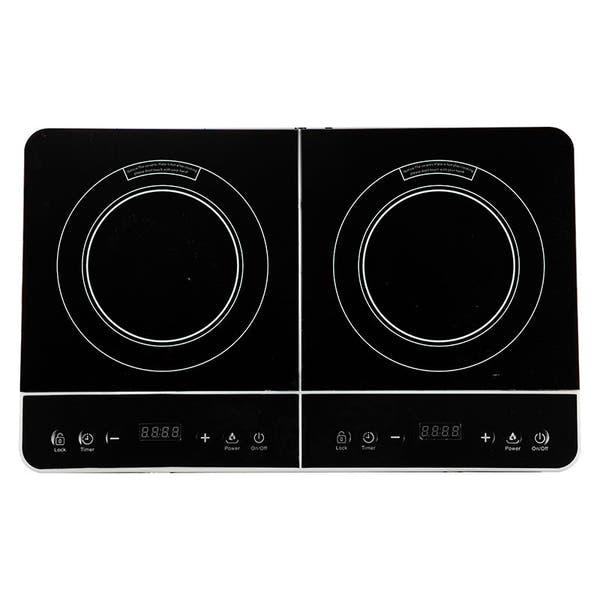 موقد حث كهرومغناطيسي مزدوج Alphata ALP-I19S - قدرة 3500 واط مع لوحة بلورية سوداء وتحكم باللمس وشاشة LED رباعية