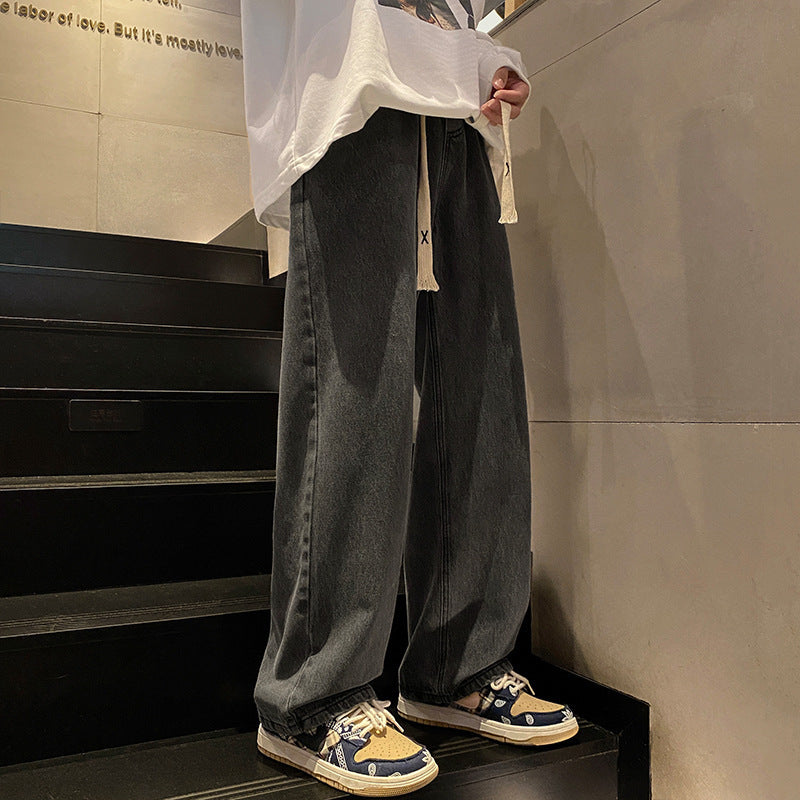 طال رجالي واسع بأسلوب أمريكي عتيق - جينز كاجوال فضفاض ومستقيم للشارع - مريح ومتعدد الاستخدامات للربيع والصيف