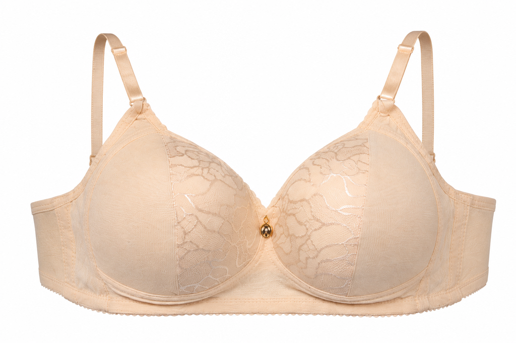 Women's Padded Lace Bra with Adjustable Straps | Hook & Eye Closure, Floral Lace Cups, Wide Underband, Full Coverage, Daily Wear – صورة 4