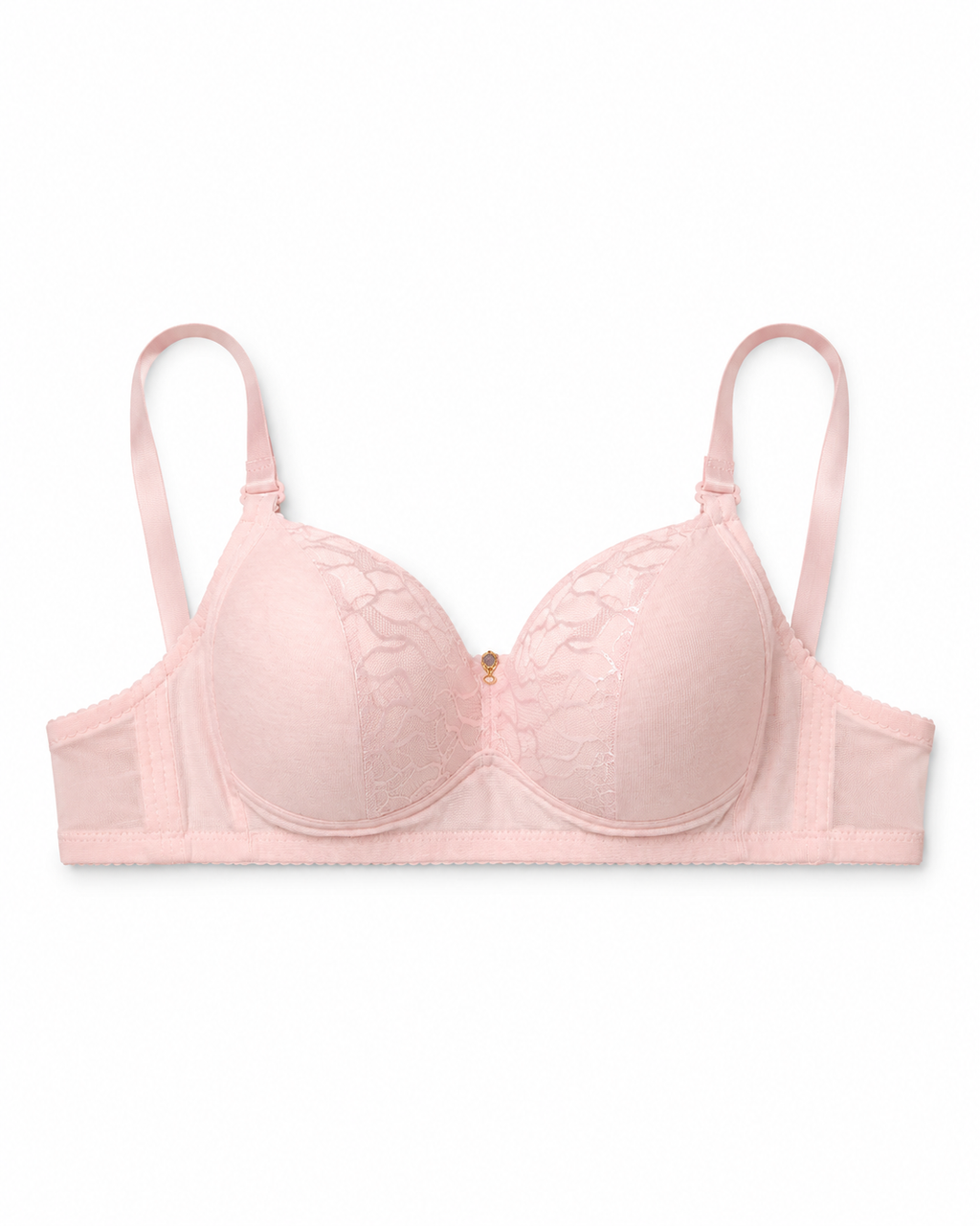 Women's Padded Lace Bra with Adjustable Straps | Hook & Eye Closure, Floral Lace Cups, Wide Underband, Full Coverage, Daily Wear – صورة 3