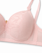 Women's Padded Lace Bra with Adjustable Straps | Hook & Eye Closure, Floral Lace Cups, Wide Underband, Full Coverage, Daily Wear – صورة 5