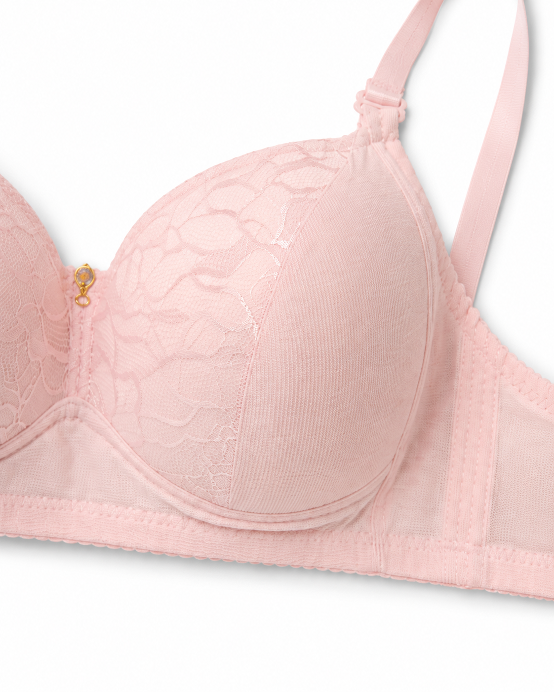 Women's Padded Lace Bra with Adjustable Straps | Hook & Eye Closure, Floral Lace Cups, Wide Underband, Full Coverage, Daily Wear – صورة 5