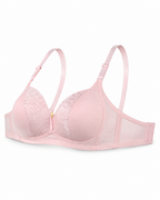 Women's Padded Lace Bra with Adjustable Straps | Hook & Eye Closure, Floral Lace Cups, Wide Underband, Full Coverage, Daily Wear – صورة 1