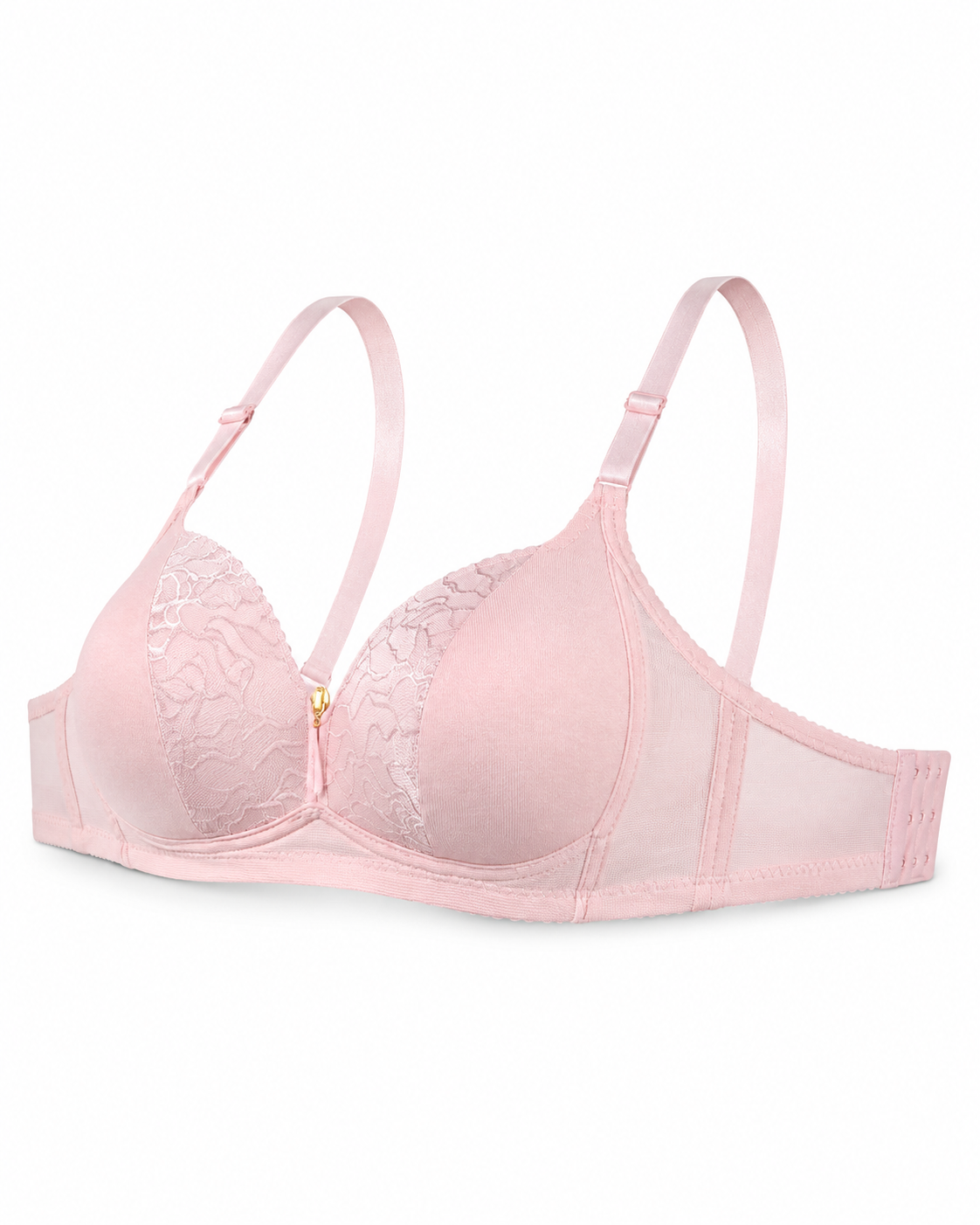 Women's Padded Lace Bra with Adjustable Straps | Hook & Eye Closure, Floral Lace Cups, Wide Underband, Full Coverage, Daily Wear – صورة 1