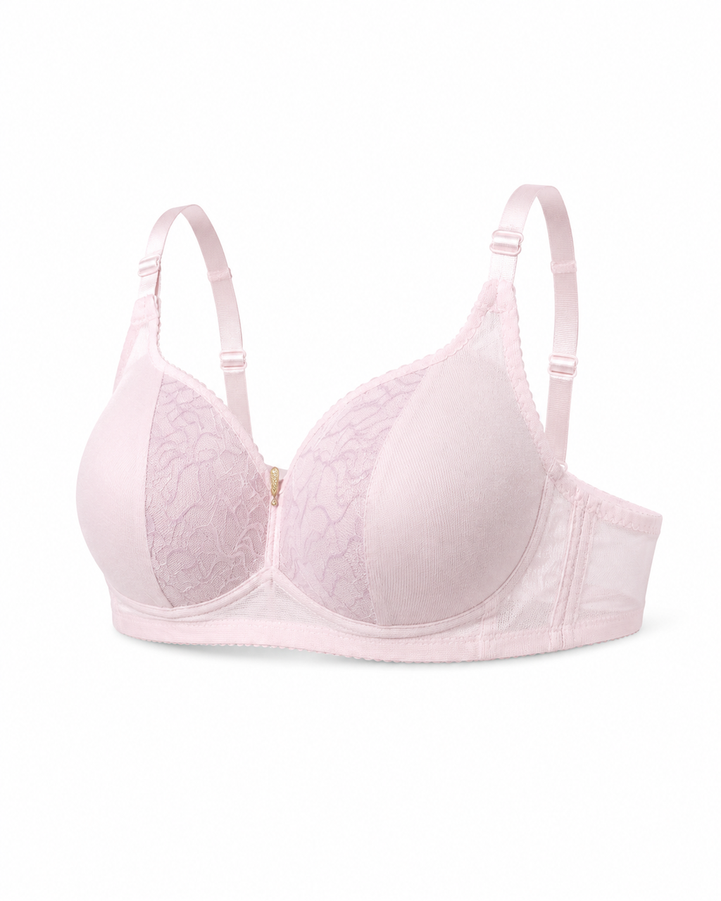 Women's Padded Lace Bra with Adjustable Straps | Hook & Eye Closure, Floral Lace Cups, Wide Underband, Full Coverage, Daily Wear – صورة 1
