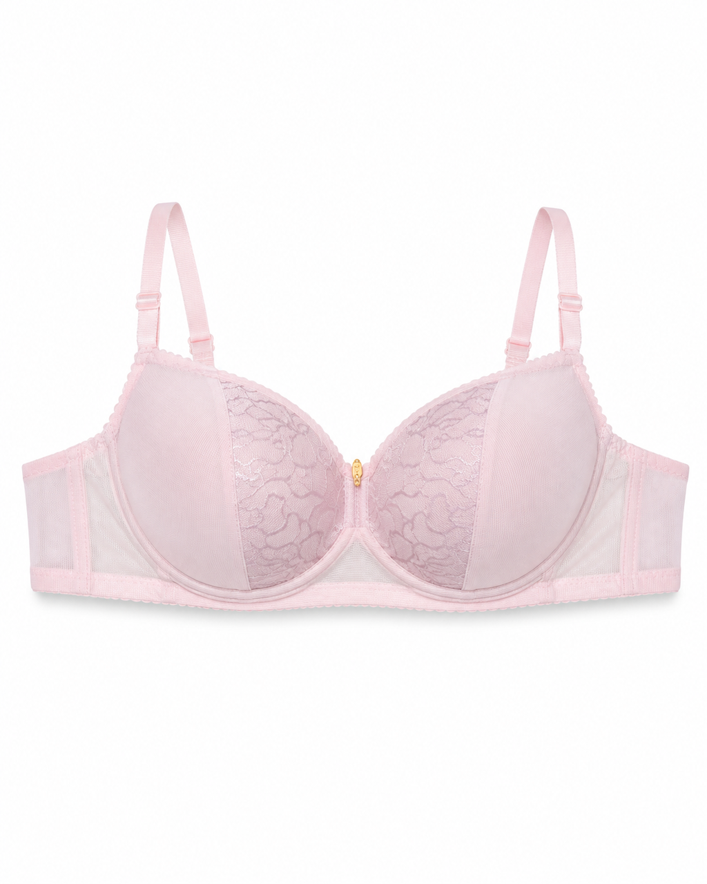 Women's Padded Lace Bra with Adjustable Straps | Hook & Eye Closure, Floral Lace Cups, Wide Underband, Full Coverage, Daily Wear – صورة 2