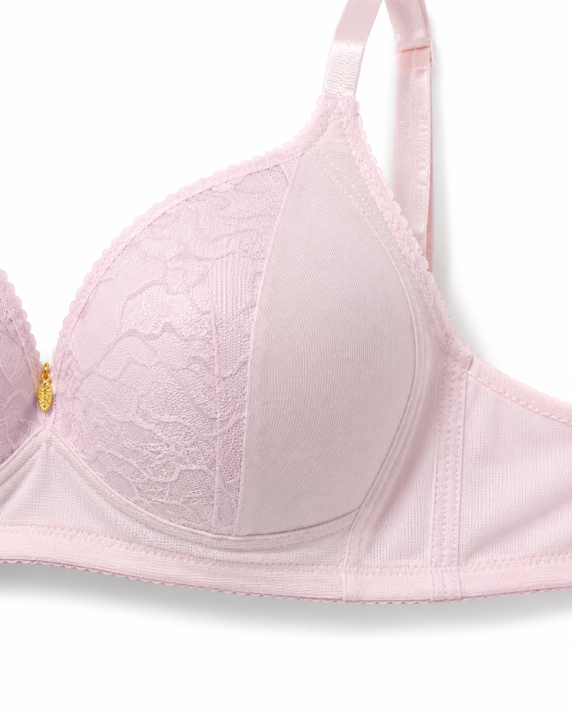 Women's Padded Lace Bra with Adjustable Straps | Hook & Eye Closure, Floral Lace Cups, Wide Underband, Full Coverage, Daily Wear – صورة 3