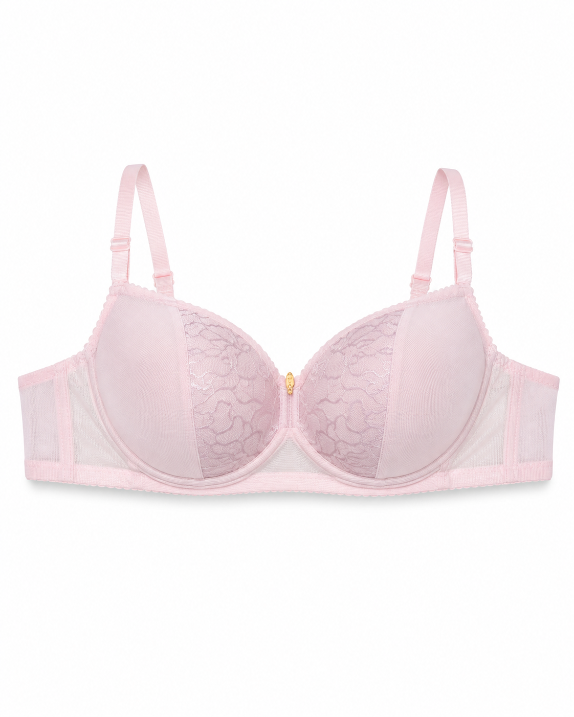 Women's Padded Lace Bra with Adjustable Straps | Hook & Eye Closure, Floral Lace Cups, Wide Underband, Full Coverage, Daily Wear – صورة 7