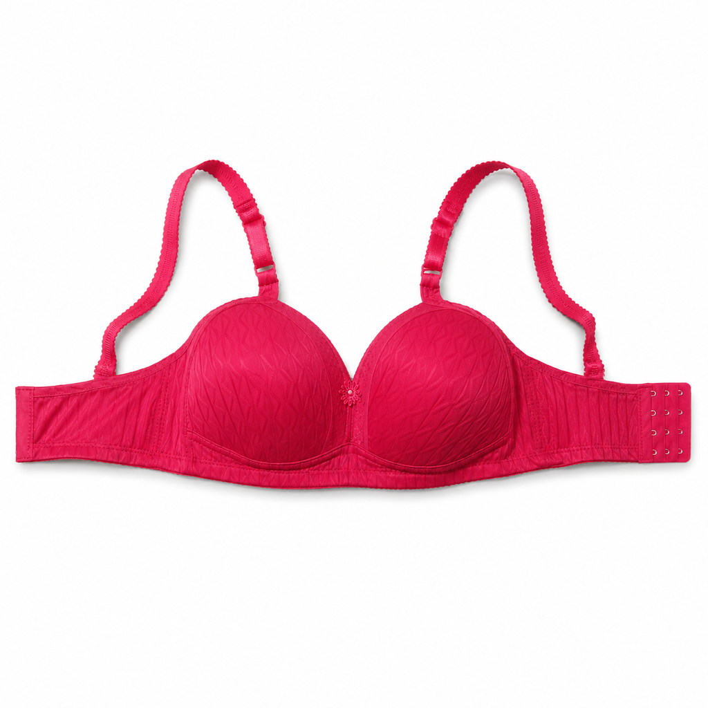 Padded Bra with Adjustable Straps and Back Closure-Red – صورة 3