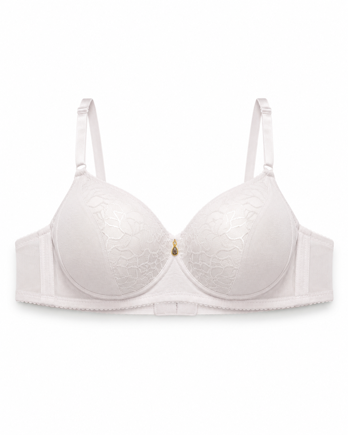 Women's Padded Lace Bra with Adjustable Straps | Hook & Eye Closure, Floral Lace Cups, Wide Underband, Full Coverage, Daily Wear – صورة 1