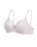 Women's Padded Lace Bra with Adjustable Straps | Hook & Eye Closure, Floral Lace Cups, Wide Underband, Full Coverage, Daily Wear – صورة 2