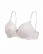 Women's Padded Lace Bra with Adjustable Straps | Hook & Eye Closure, Floral Lace Cups, Wide Underband, Full Coverage, Daily Wear – صورة 2