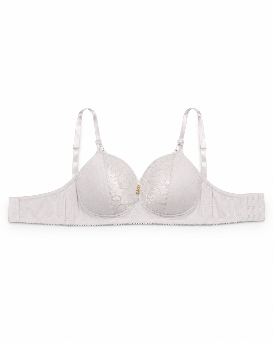 Women's Padded Lace Bra with Adjustable Straps | Hook & Eye Closure, Floral Lace Cups, Wide Underband, Full Coverage, Daily Wear – صورة 3