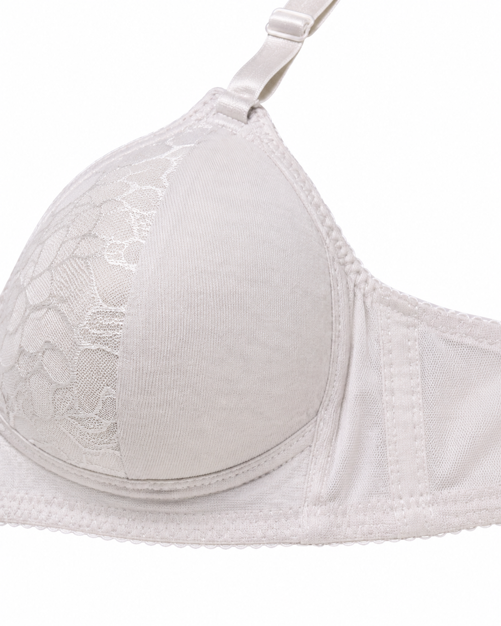 Women's Padded Lace Bra with Adjustable Straps | Hook & Eye Closure, Floral Lace Cups, Wide Underband, Full Coverage, Daily Wear – صورة 5