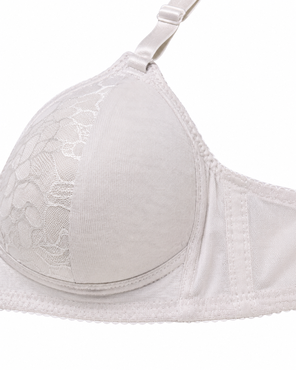 Women's Padded Lace Bra with Adjustable Straps | Hook & Eye Closure, Floral Lace Cups, Wide Underband, Full Coverage, Daily Wear – صورة 5
