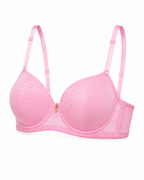 Women's Padded Lace Bra with Adjustable Straps | Hook & Eye Closure, Floral Lace Cups, Wide Underband, Full Coverage, Daily Wear – صورة 2