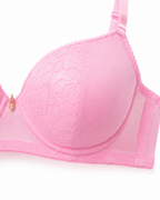 Women's Padded Lace Bra with Adjustable Straps | Hook & Eye Closure, Floral Lace Cups, Wide Underband, Full Coverage, Daily Wear – صورة 4