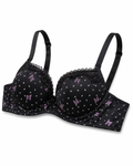 Padded Bra with Lace Detail, Butterfly Print, Adjustable Straps-42/95-black – صورة 1
