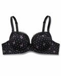 Padded Bra with Lace Detail, Butterfly Print, Adjustable Straps-42/95-black – صورة 2