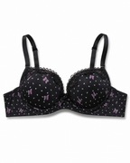 Padded Bra with Lace Detail, Butterfly Print, Adjustable Straps-42/95-black – صورة 2