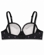 Padded Bra with Lace Detail, Butterfly Print, Adjustable Straps-40/90-black – صورة 4