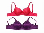 Women's Padded Bra with Lace Detail and Adjustable Straps | Daily Wear, Lace Embroidery, Adjustable Straps, Soft Padded Cup, Purple – صورة 2