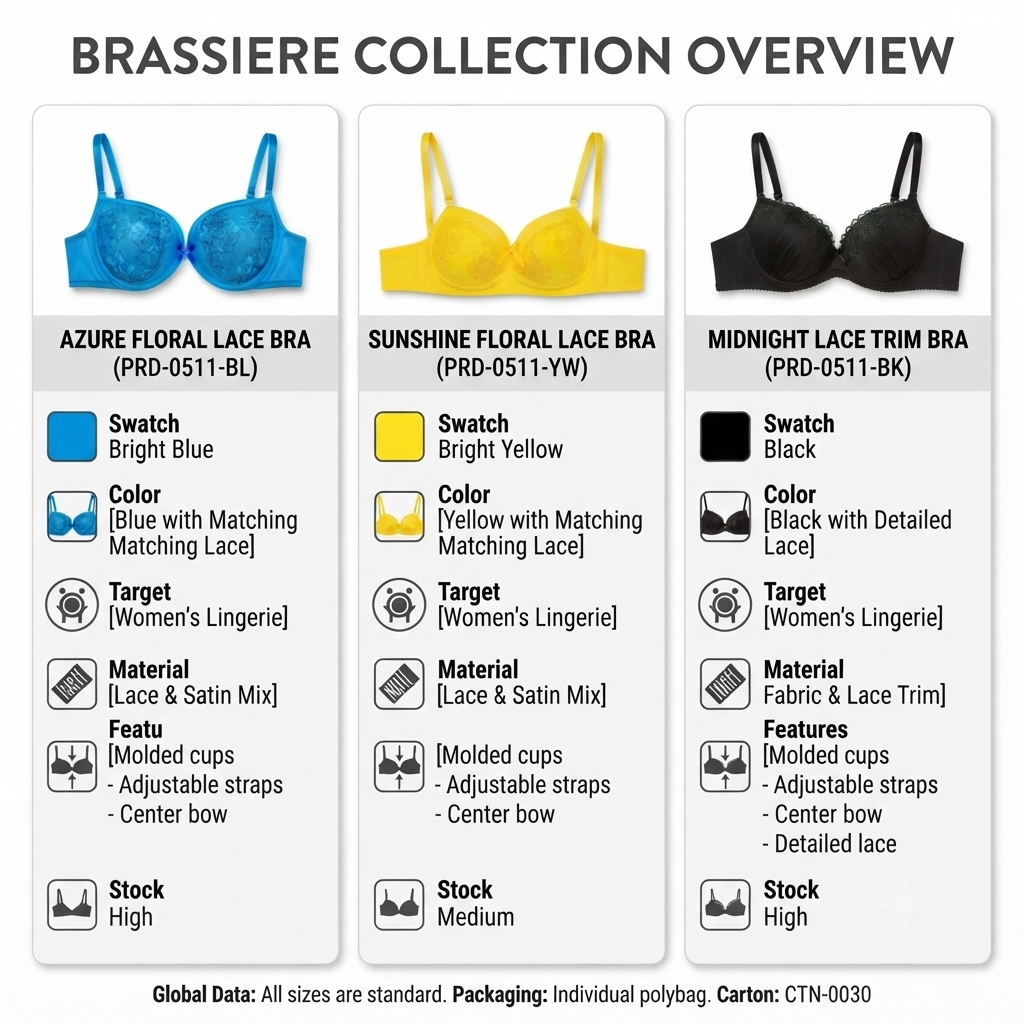 Women's Padded Bra 3-Pack with Lace Detail, Daily Wear | Adjustable Straps, Embroidered Cup, Soft & Comfortable, Multiple Colours, Everyday Support – صورة 1
