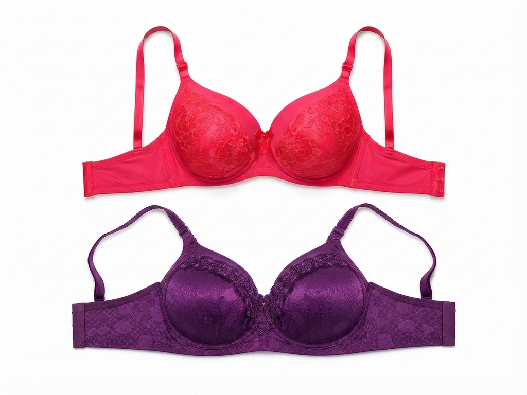 Women's Padded Bra with Lace Detail and Adjustable Straps | Daily Wear, Lace Embroidery, Adjustable Straps, Soft Padded Cup, Purple – صورة 2