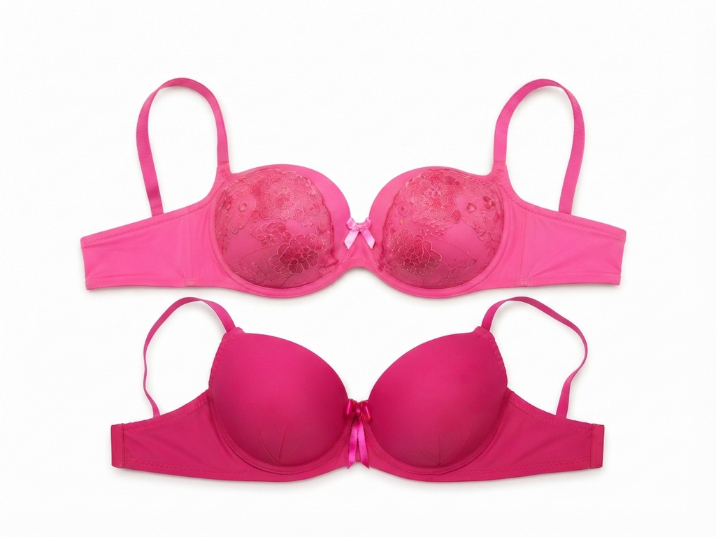 Women's Padded Balconette Bra with Floral Lace & Bow Detail | Adjustable Straps, Daily Wear, Soft Padded Cup, Hot Pink / Fuchsia, Feminine Design – صورة 1