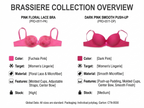 Women's Padded Balconette Bra with Floral Lace & Bow Detail | Adjustable Straps, Daily Wear, Soft Padded Cup, Hot Pink / Fuchsia, Feminine Design – صورة 2