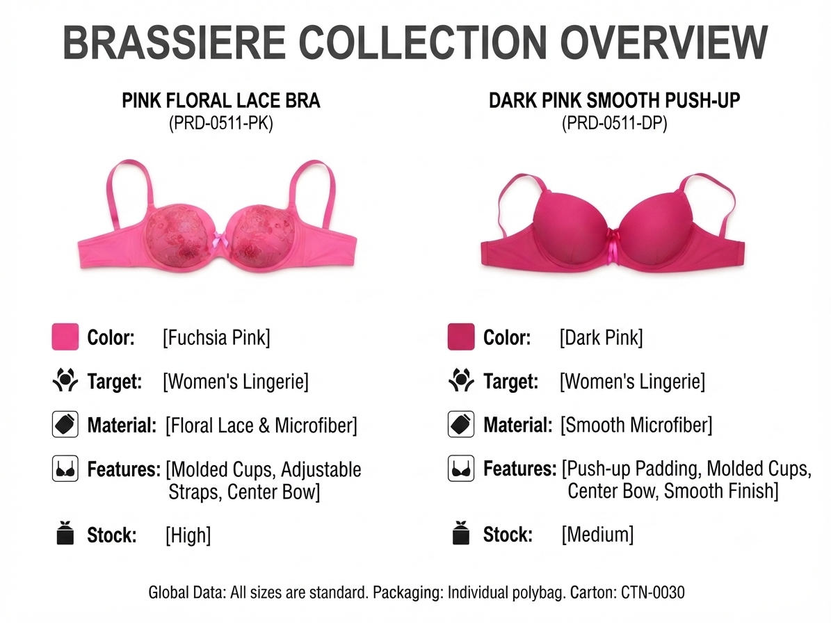 Women's Padded Balconette Bra with Floral Lace & Bow Detail | Adjustable Straps, Daily Wear, Soft Padded Cup, Hot Pink / Fuchsia, Feminine Design – صورة 2