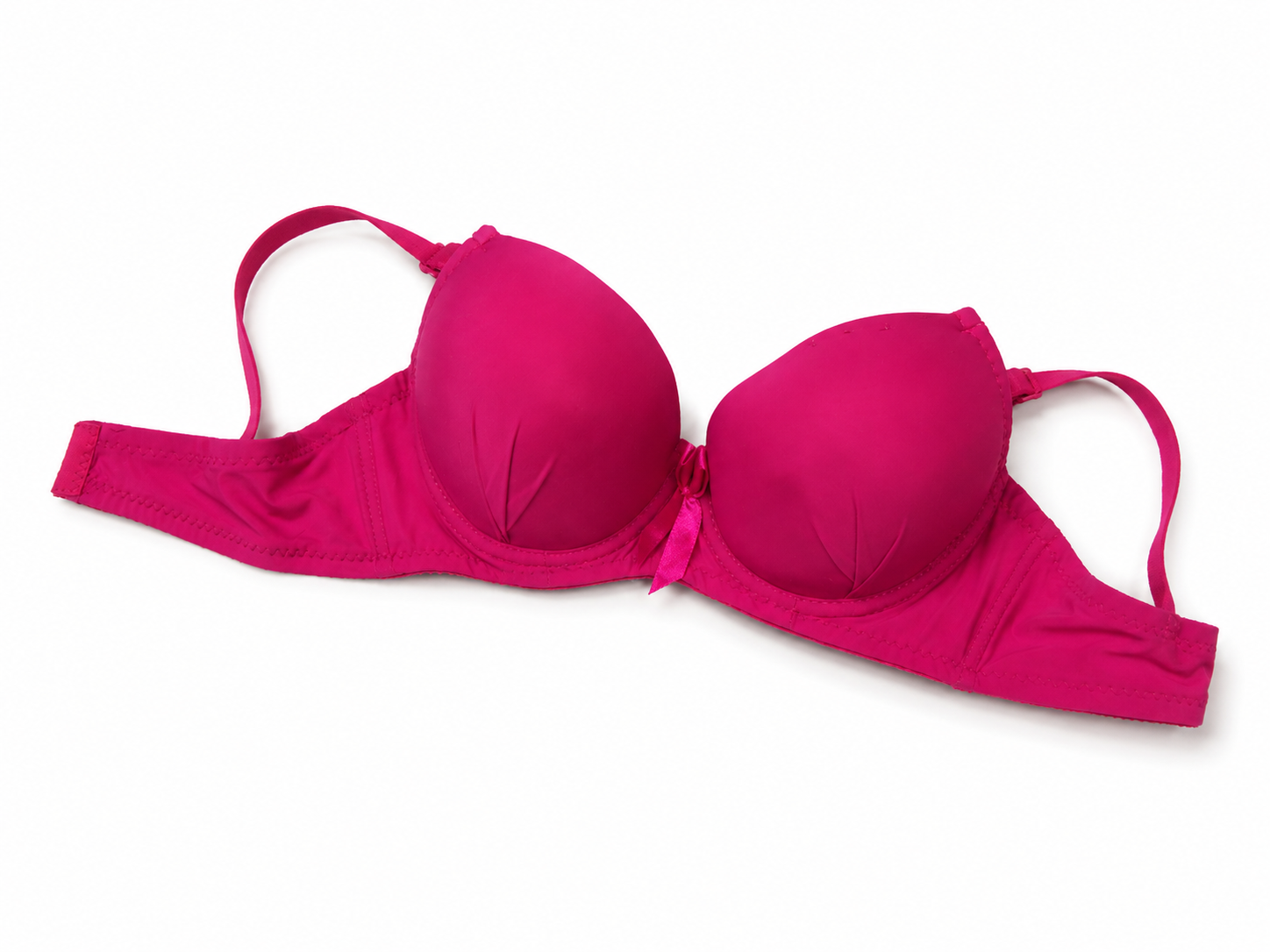 Women's Padded Balconette Bra with Floral Lace & Bow Detail | Adjustable Straps, Daily Wear, Soft Padded Cup, Hot Pink / Fuchsia, Feminine Design – صورة 3
