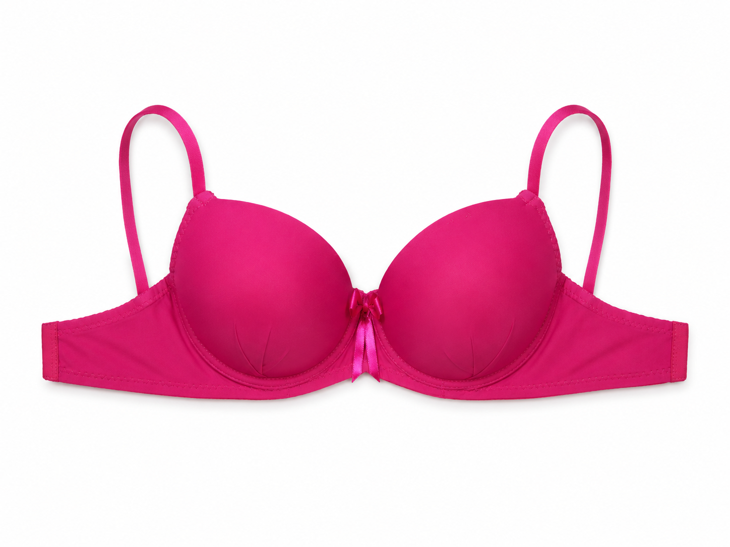 Women's Padded Balconette Bra with Floral Lace & Bow Detail | Adjustable Straps, Daily Wear, Soft Padded Cup, Hot Pink / Fuchsia, Feminine Design – صورة 4