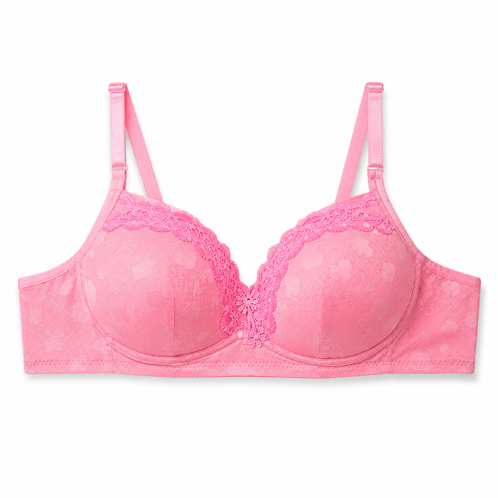Women's Padded Bra with Lace Trim & Adjustable Straps | Daily Wear, Soft Padded Cup, Multiple Colours, Feminine Design, Comfortable Fit – صورة 4