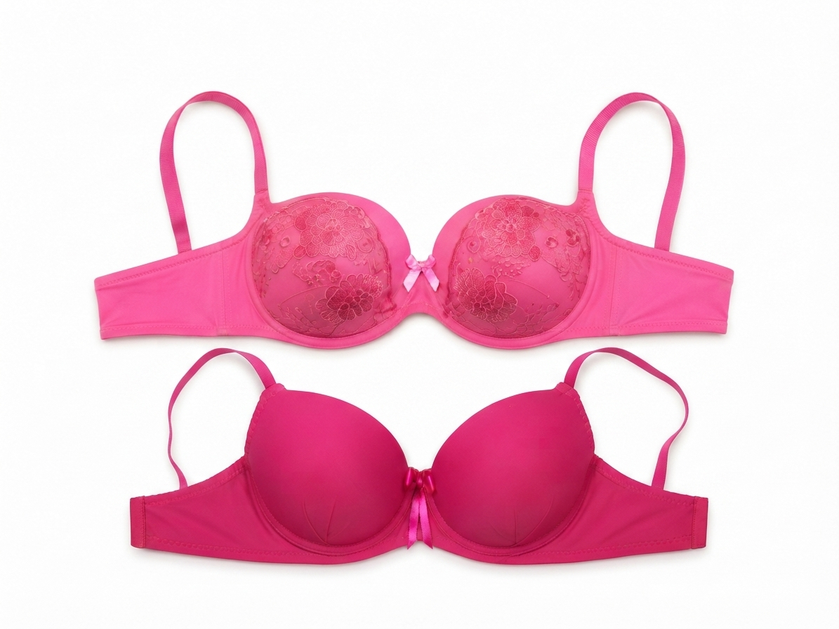 Women's Padded Balconette Bra with Floral Lace & Bow Detail | Adjustable Straps, Daily Wear, Soft Padded Cup, Hot Pink / Fuchsia, Feminine Design – صورة 5