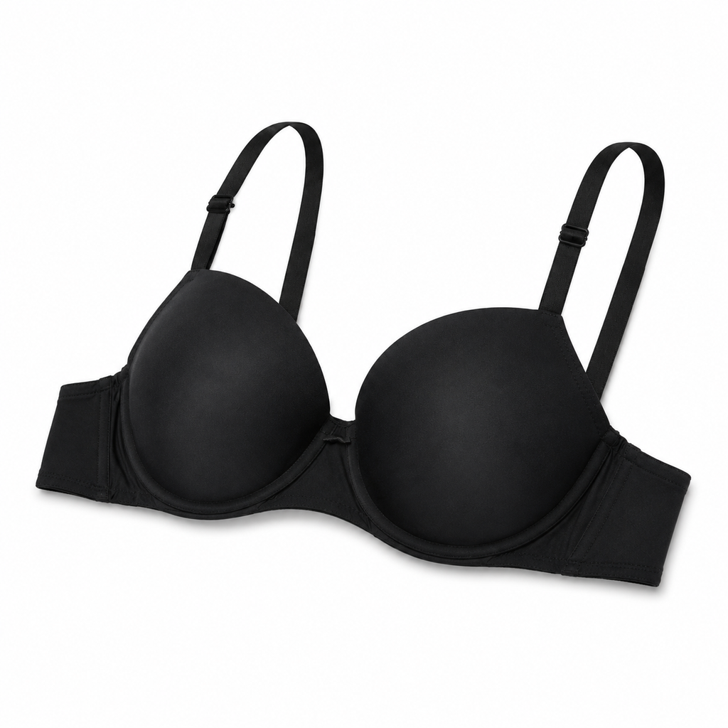 Women's Padded Bra Pack of 2, Plain Daily Wear, Black & Yellow | Adjustable Straps, Smooth Soft Cup, Everyday Comfort, 2-Piece Set, Underwired Support – صورة 3
