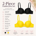 Women's Padded Bra Pack of 2, Plain Daily Wear, Black & Yellow | Adjustable Straps, Smooth Soft Cup, Everyday Comfort, 2-Piece Set, Underwired Support – صورة 2
