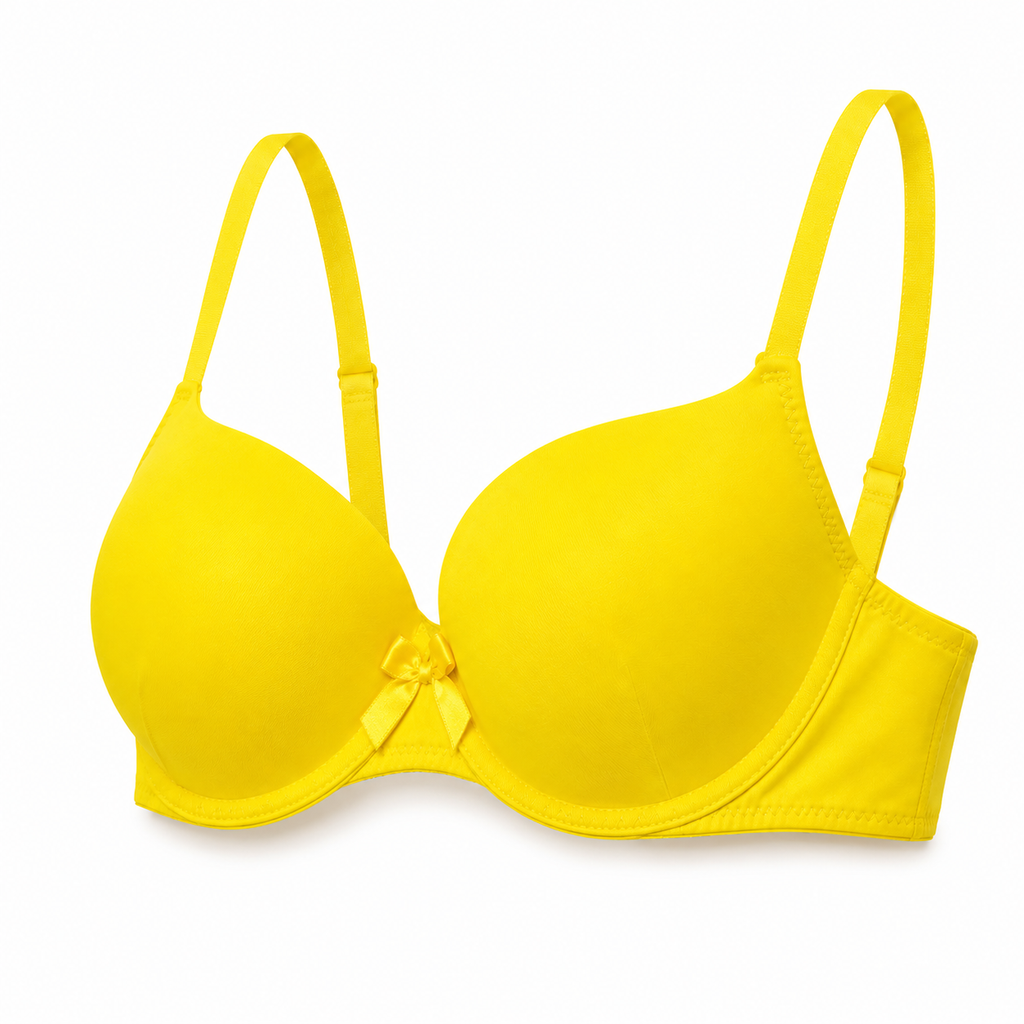 Women's Padded Bra Pack of 2, Plain Daily Wear, Black & Yellow | Adjustable Straps, Smooth Soft Cup, Everyday Comfort, 2-Piece Set, Underwired Support – صورة 4