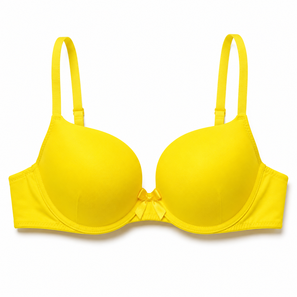 Women's Padded Bra Pack of 2, Plain Daily Wear, Black & Yellow | Adjustable Straps, Smooth Soft Cup, Everyday Comfort, 2-Piece Set, Underwired Support – صورة 5