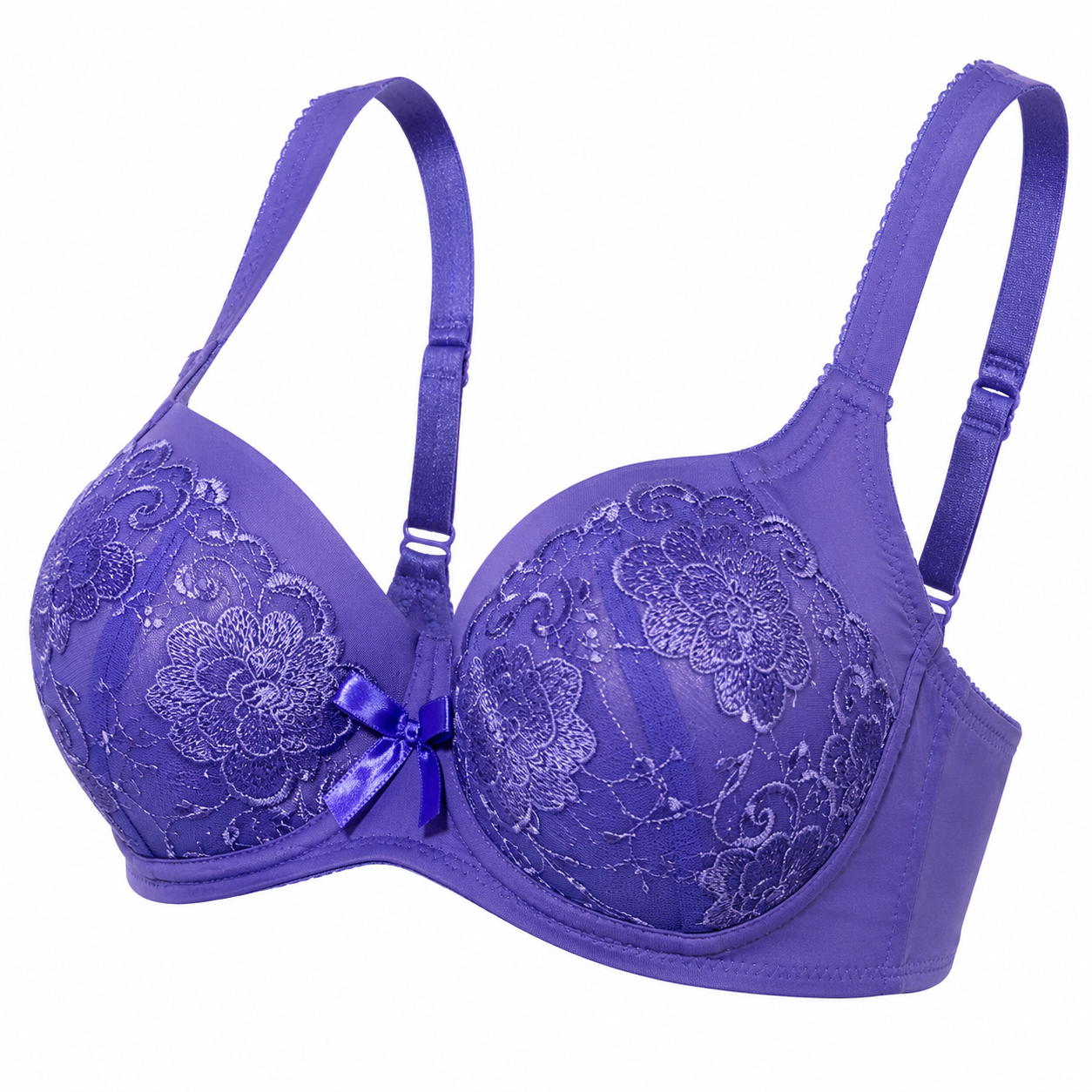 Women's Embroidered Push-Up Bra with Floral Lace, Pack of 2 | Adjustable Straps, Daily Wear, Vibrant Colours, Feminine Bow Detail, Comfortable Fit – صورة 3
