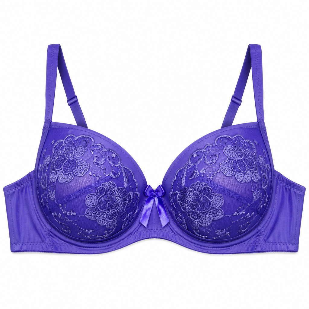 Women's Embroidered Push-Up Bra with Floral Lace, Pack of 2 | Adjustable Straps, Daily Wear, Vibrant Colours, Feminine Bow Detail, Comfortable Fit – صورة 4