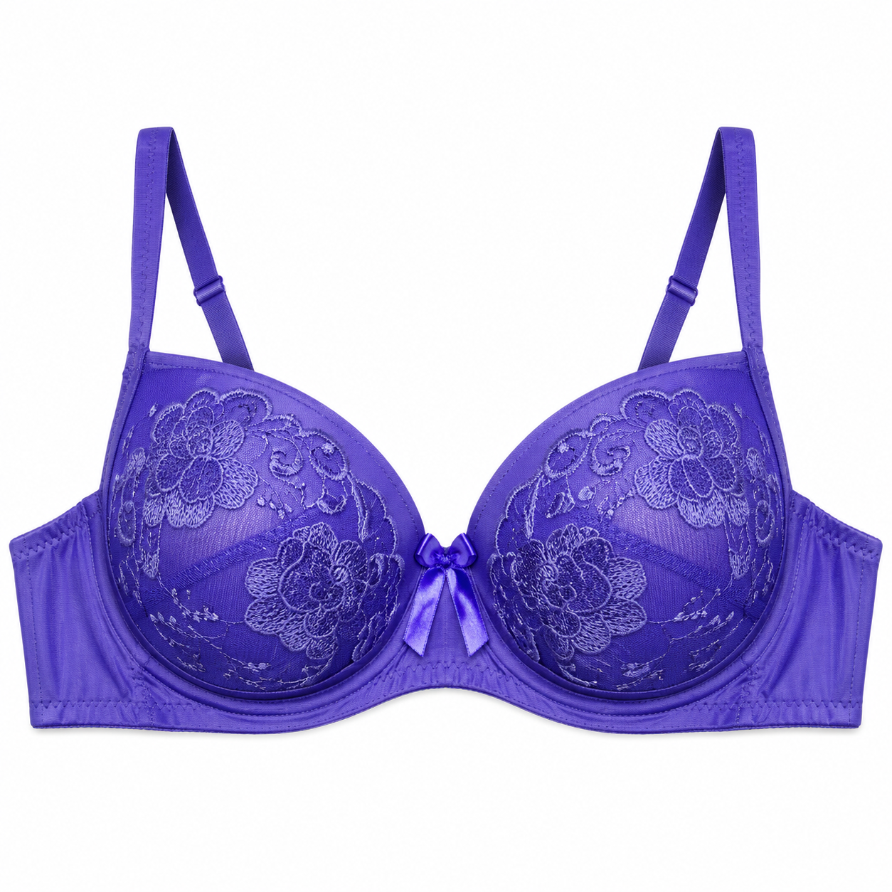 Women's Embroidered Push-Up Bra with Floral Lace, Pack of 2 | Adjustable Straps, Daily Wear, Vibrant Colours, Feminine Bow Detail, Comfortable Fit – صورة 4