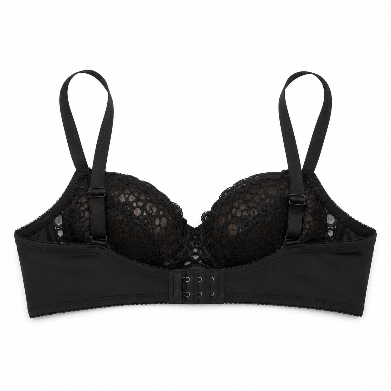 Women's Padded Lace Bra 2-Pack Black & Beige | Adjustable Straps, Back Hook Closure, Daily Wear, Floral Lace Design, 2 Colours Included – صورة 3