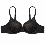 Women's Padded Lace Bra 2-Pack Black & Beige | Adjustable Straps, Back Hook Closure, Daily Wear, Floral Lace Design, 2 Colours Included – صورة 4