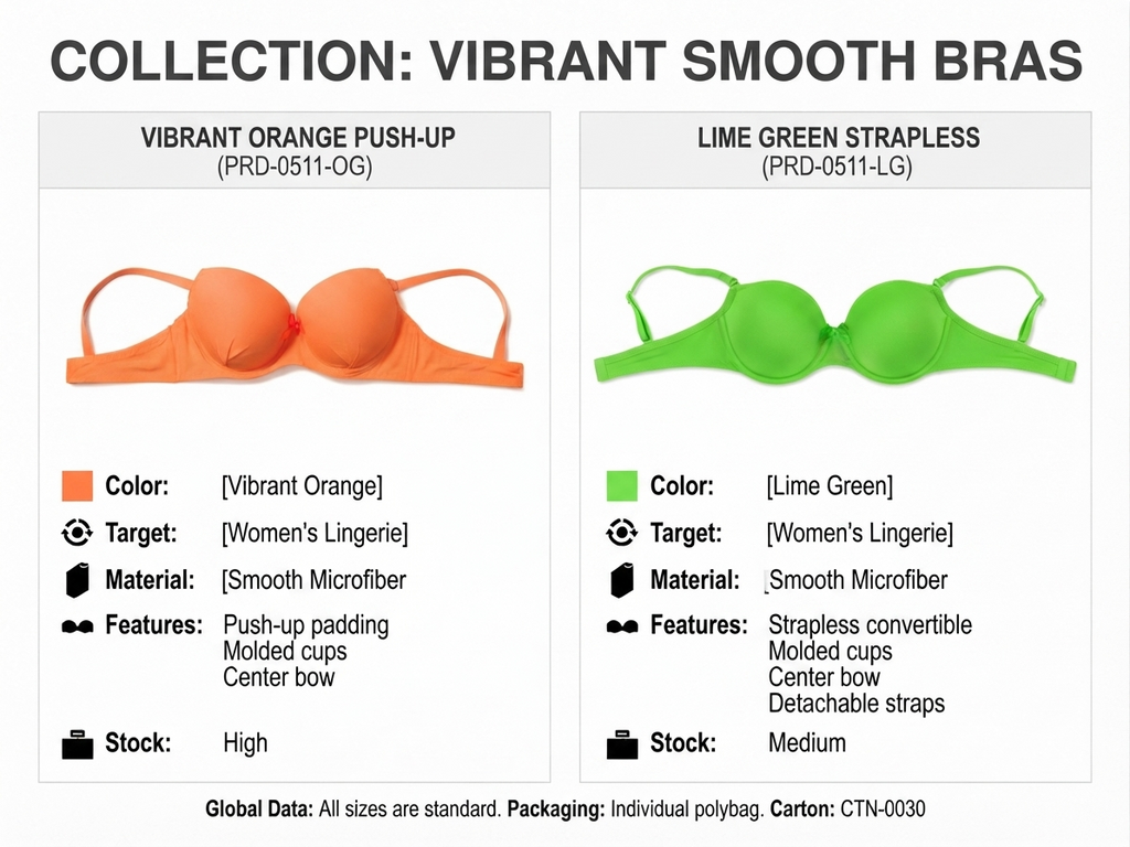 Women's Padded Bra with Adjustable Straps, Orange | Soft Cup Support, Centre Bow Detail, Daily Wear, Vibrant Colour, Smooth Fit – صورة 2