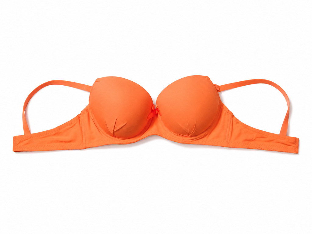 Women's Padded Bra with Adjustable Straps, Orange | Soft Cup Support, Centre Bow Detail, Daily Wear, Vibrant Colour, Smooth Fit – صورة 4