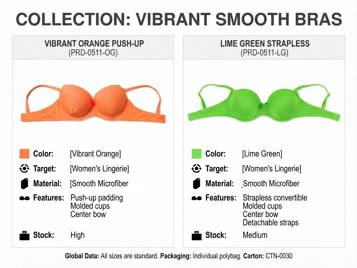 Women's Padded Bra with Adjustable Straps, Orange | Soft Cup Support, Centre Bow Detail, Daily Wear, Vibrant Colour, Smooth Fit – صورة 2