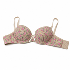 Women's Padded Bra with Lace Trim, Floral & Solid Designs | Adjustable Straps, Daily Wear, Lace Detail, Multiple Colours, Bow Accent – صورة 1