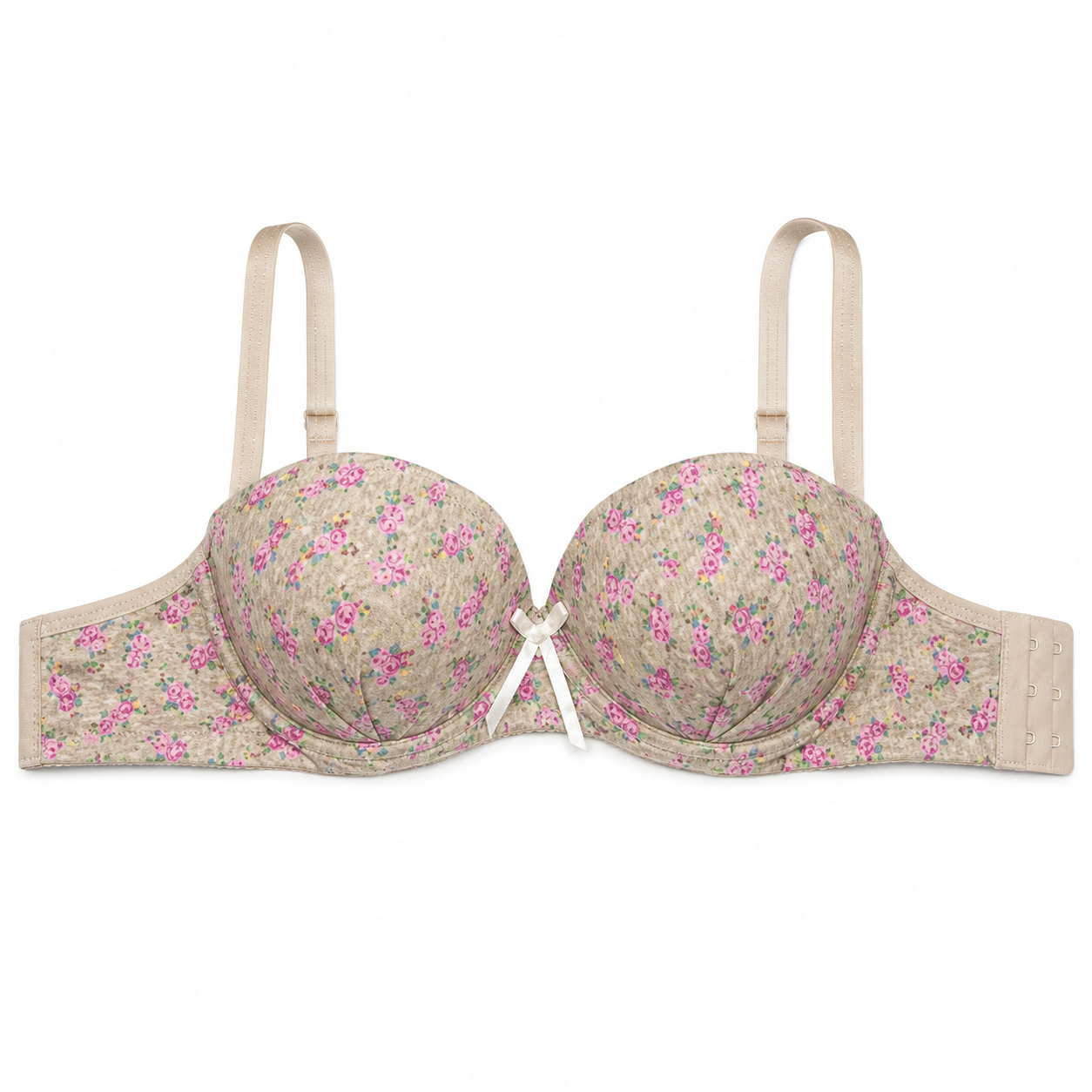 Women's Padded Bra with Lace Trim, Floral & Solid Designs | Adjustable Straps, Daily Wear, Lace Detail, Multiple Colours, Bow Accent – صورة 2