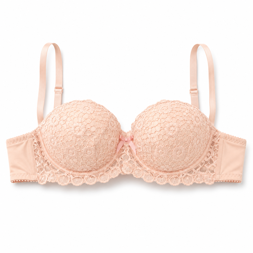 Women's Padded Lace Bra 2-Pack Black & Beige | Adjustable Straps, Back Hook Closure, Daily Wear, Floral Lace Design, 2 Colours Included – صورة 4